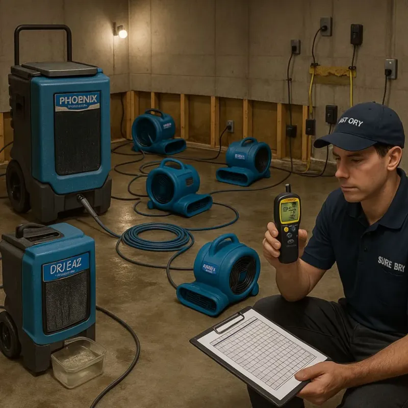 Structural Drying and Dehumidification process in Phelan, CA